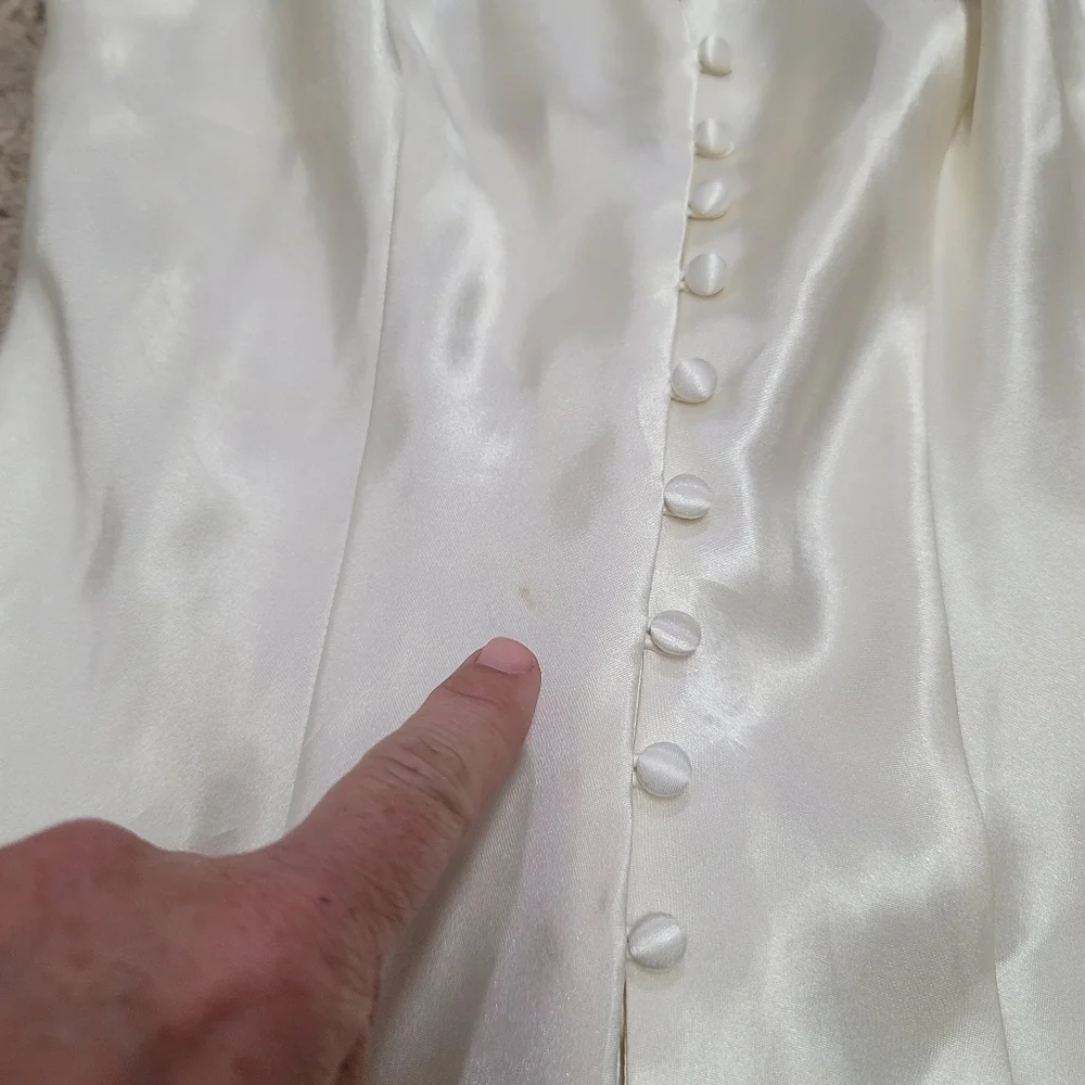 Vintage 90s Victoria’s Secret Gold Label Satin Bridal Slip Mini Dress Ivory - Picture 4 of 12